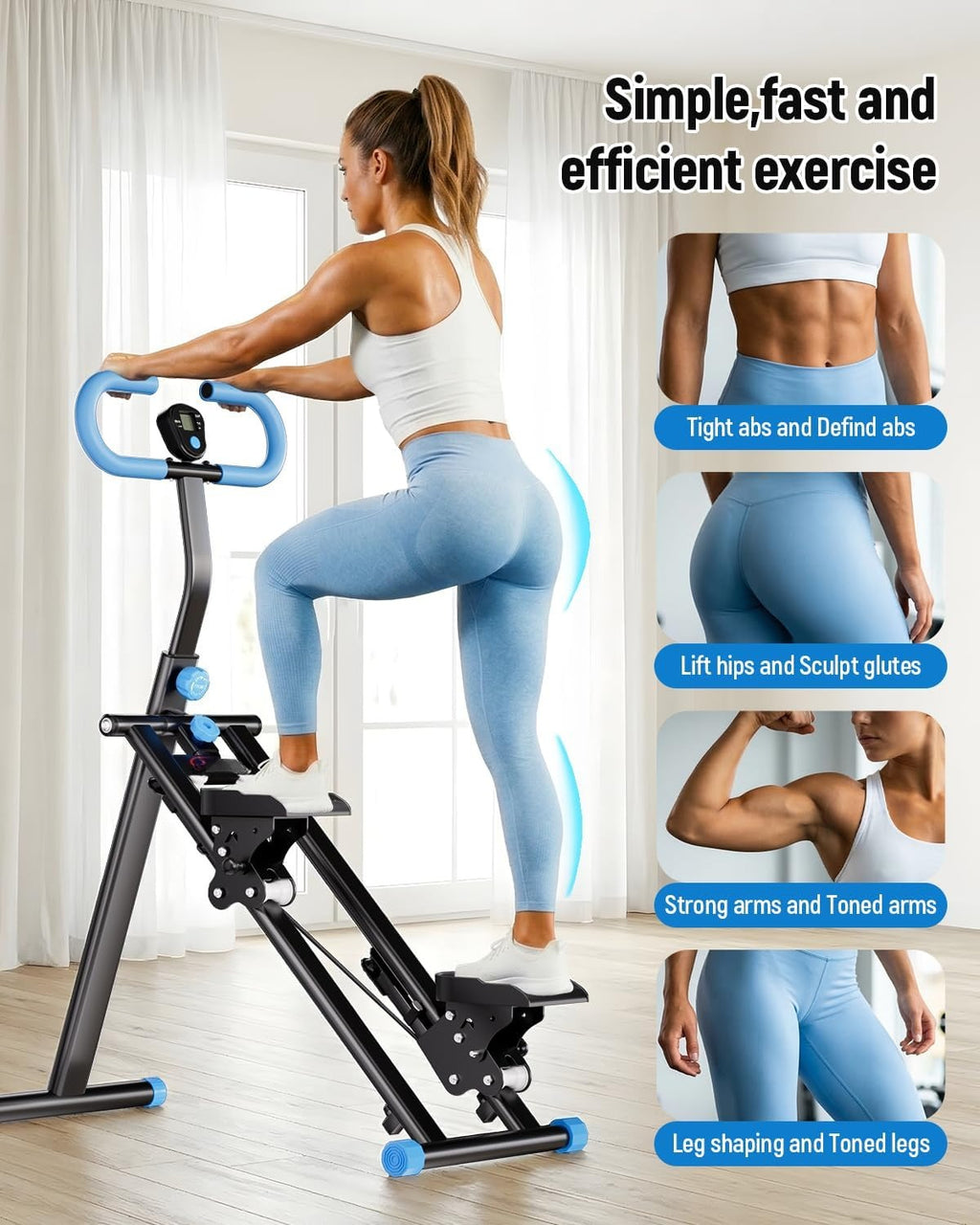 Foldable Stair Climber with LCD Monitor 300LB Capacity