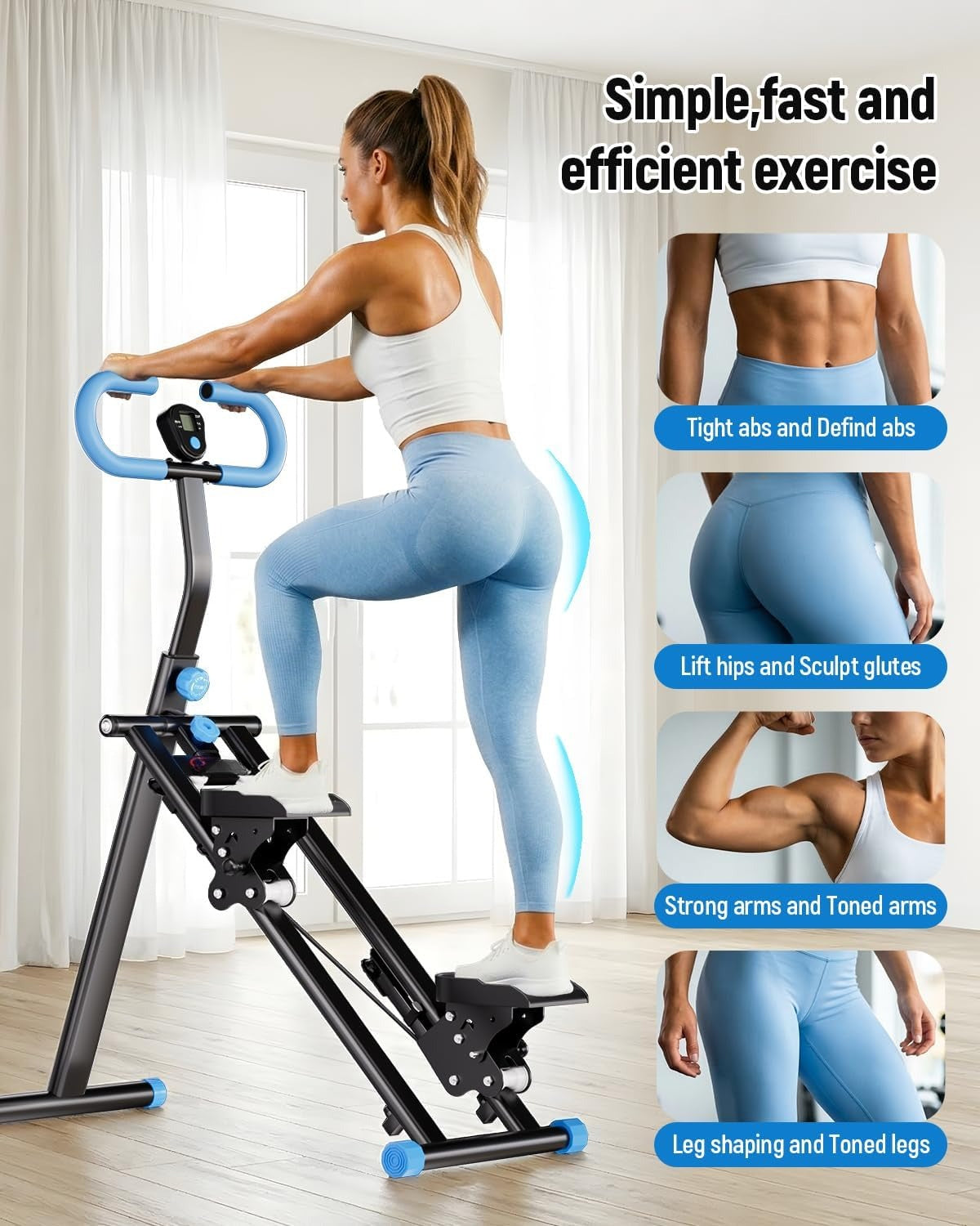 Foldable Stair Climber with LCD Monitor 300LB Capacity