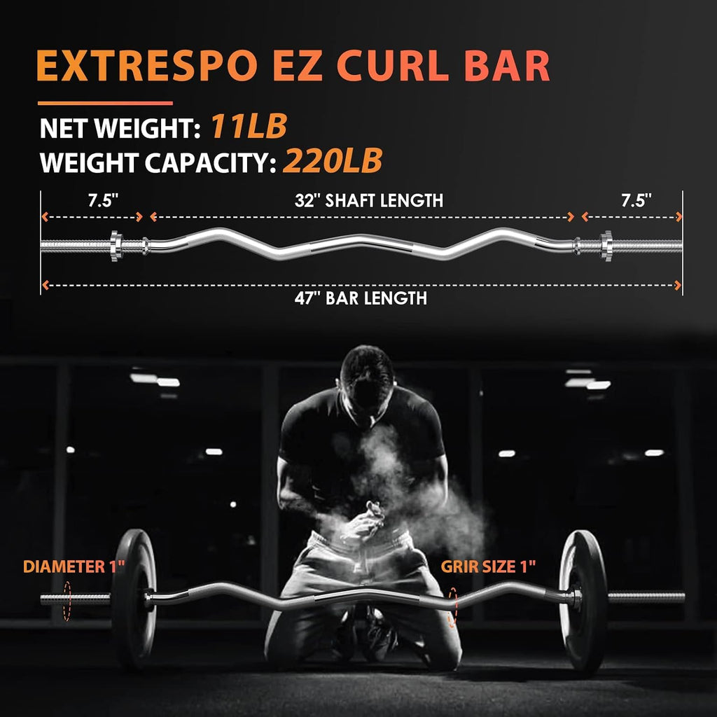 47" EZ Curl Bar 1" with Collars