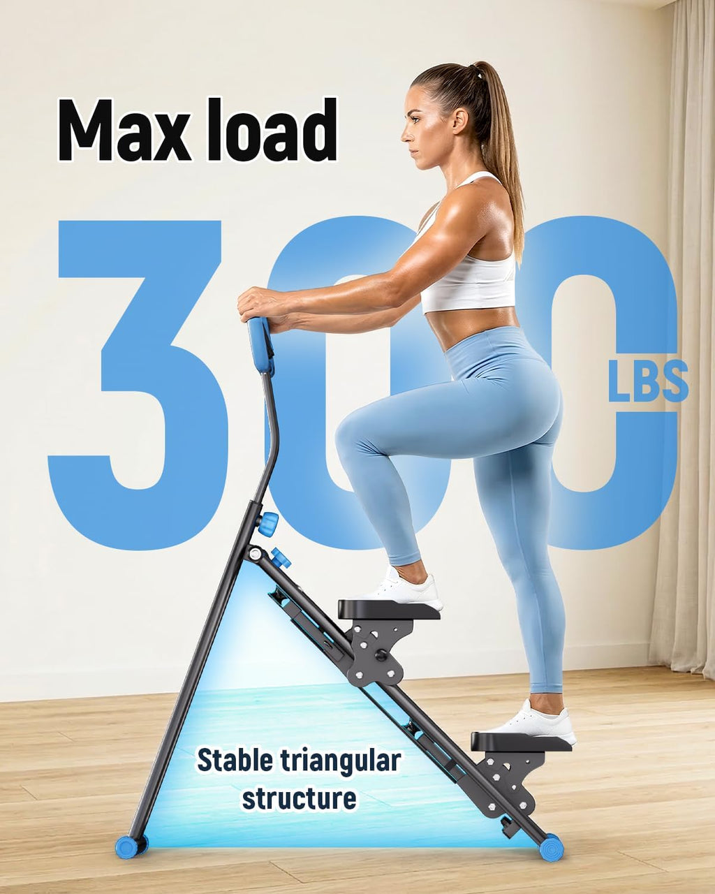 Foldable Stair Climber with LCD Monitor 300LB Capacity