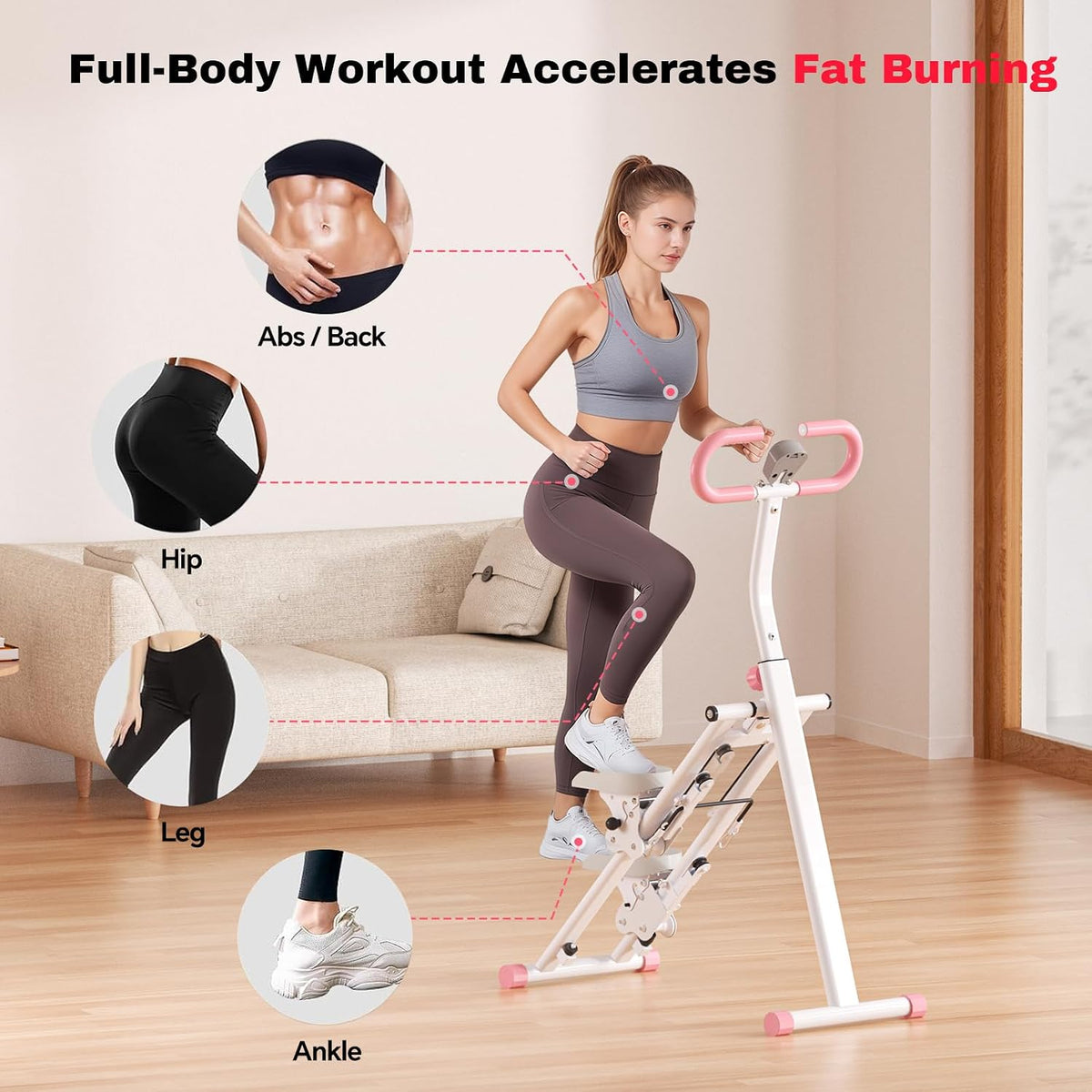 Folding Vertical Stair Stepper with Handlebar & Monitor