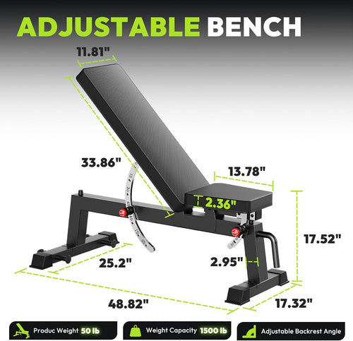 1500 LBS Adjustable Weight Bench