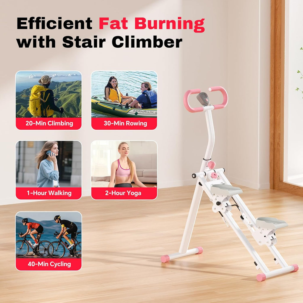 Folding Vertical Stair Stepper with Handlebar & Monitor