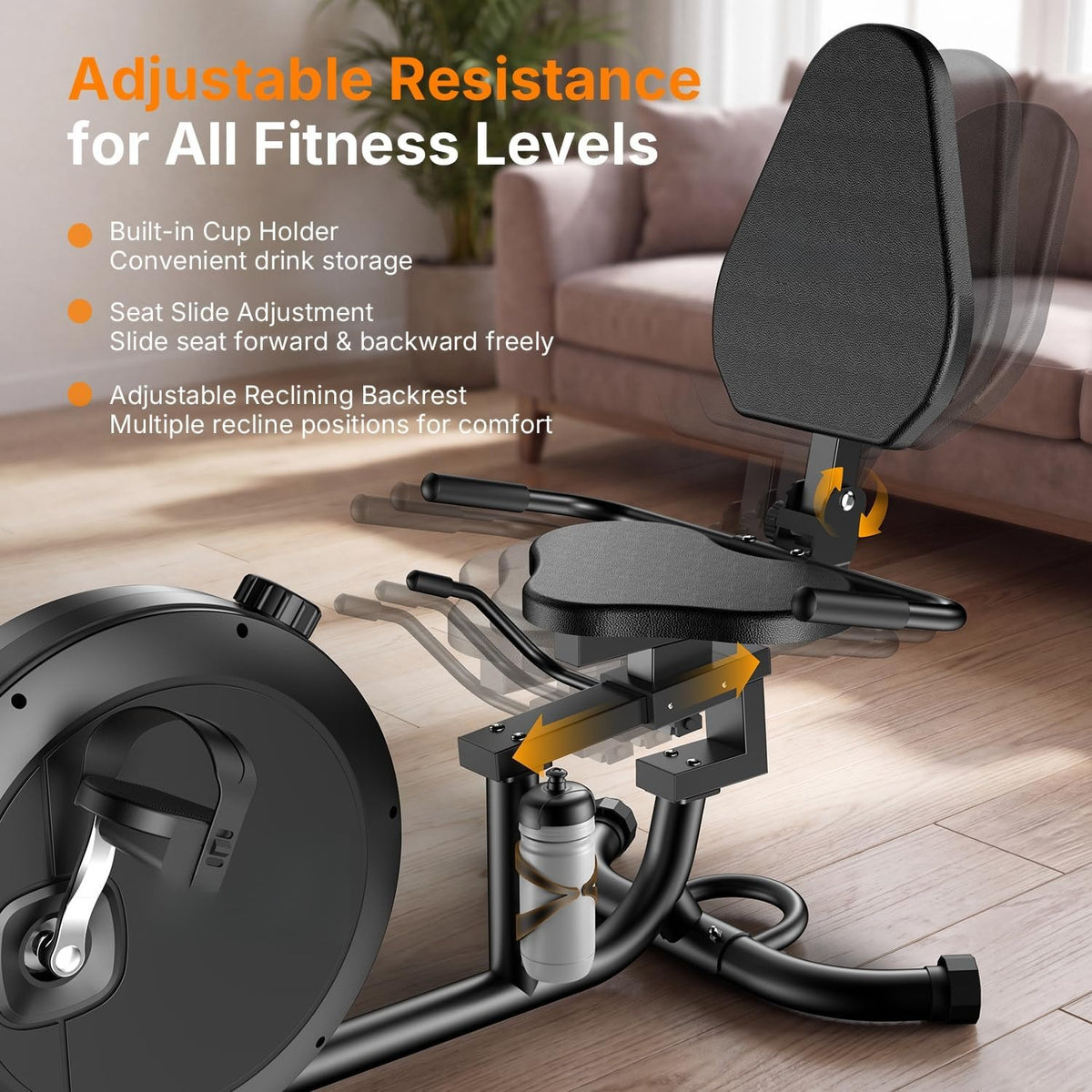 Recumbent Magnetic Exercise Bike 300LBS Capacity