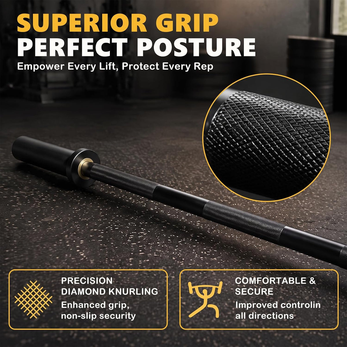 4/5/6FT Olympic Straight Weight Bar Black