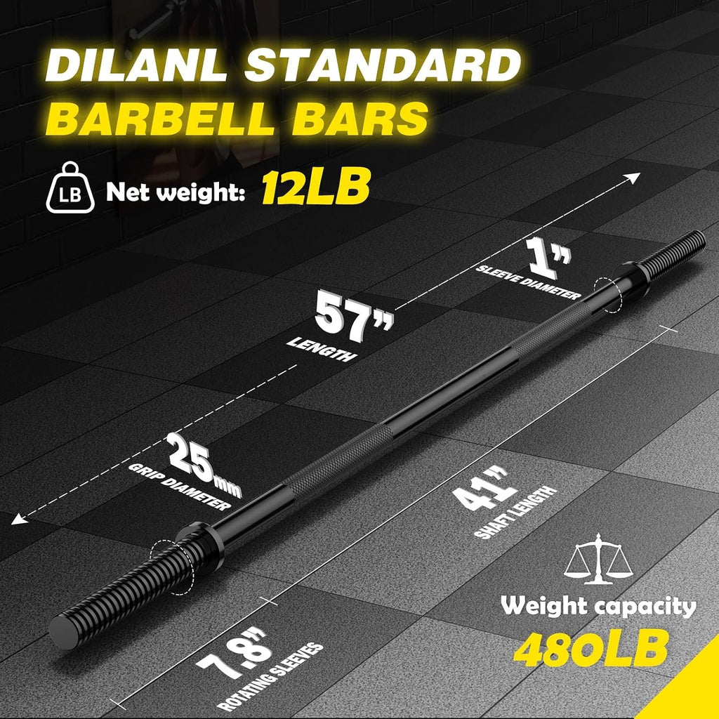 57" 1" Standard Straight Weight Lifting Bar