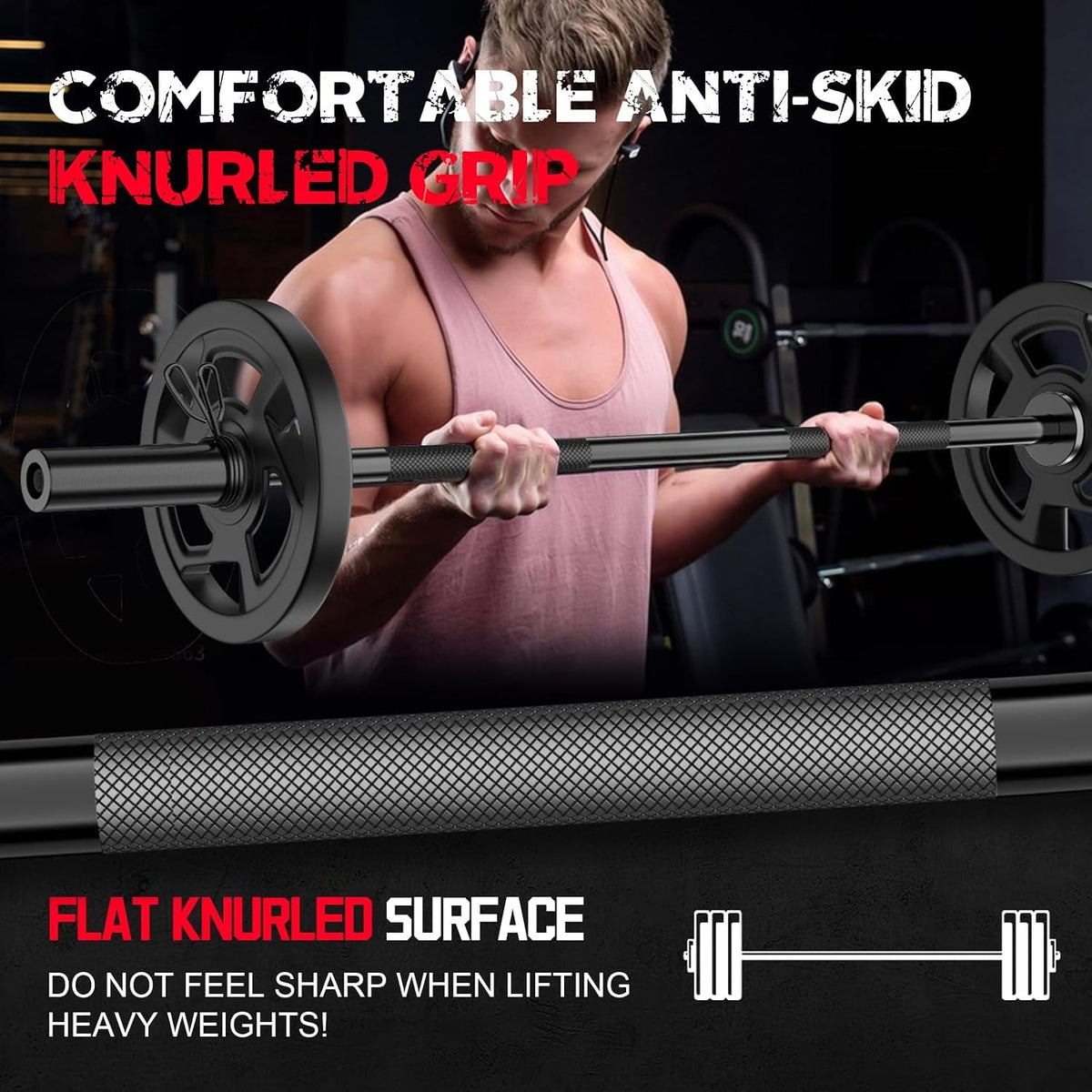 55" Straight Weight Lifting Bar